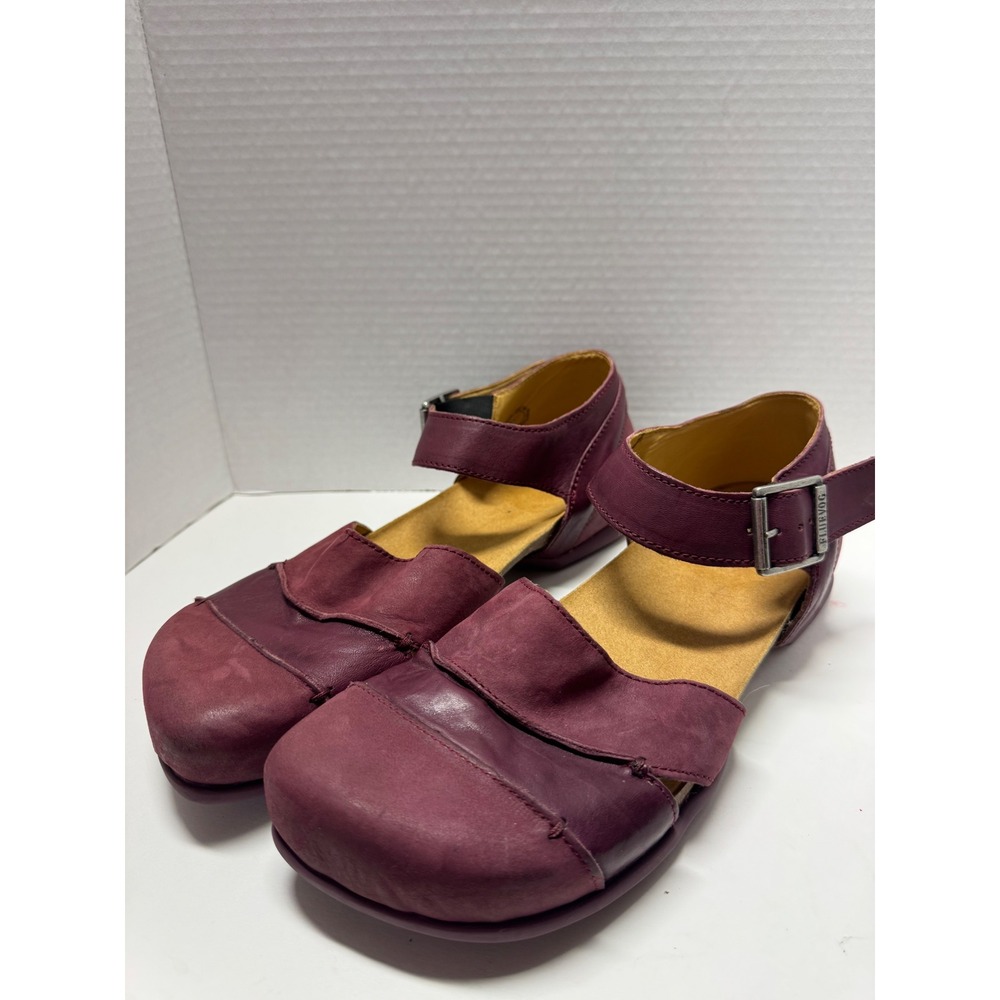 John Fluevog Sarika Sandals Burgundy Purple Leather Men 11